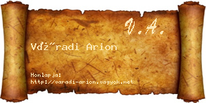 Váradi Arion névjegykártya